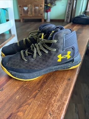 Under Armour Black and Yellow High-Top Athletic Sneakers